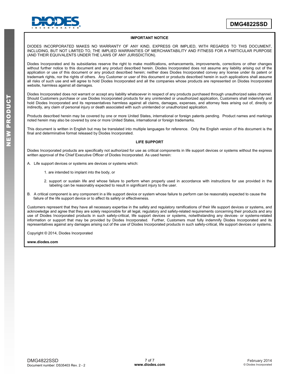 Dmg4822ssd new prod uc t | Diodes DMG4822SSD User Manual | Page 7 / 7