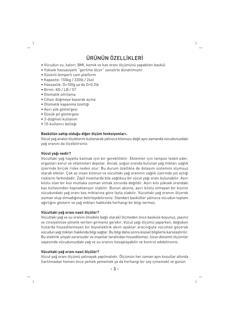 Ürünün özell‹kler | SINBO SBS 4425 User Manual | Page 4 / 60