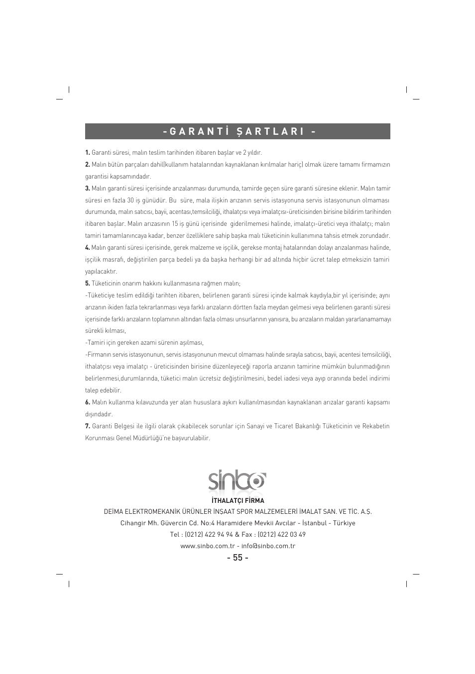 SINBO SBS 4425 User Manual | Page 56 / 60