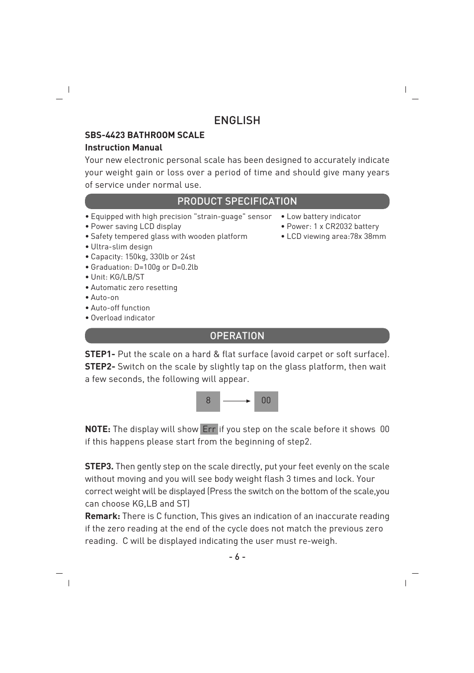 English | SINBO SBS 4423 User Manual | Page 7 / 28