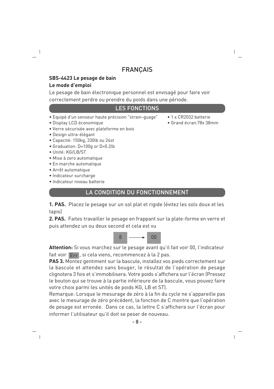 Français | SINBO SBS 4423 User Manual | Page 9 / 28