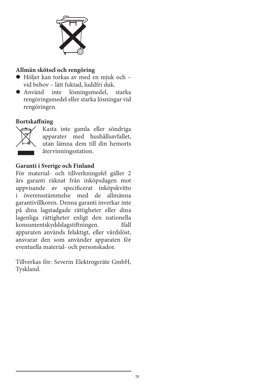 SEVERIN KW 3669 User Manual | Page 19 / 30