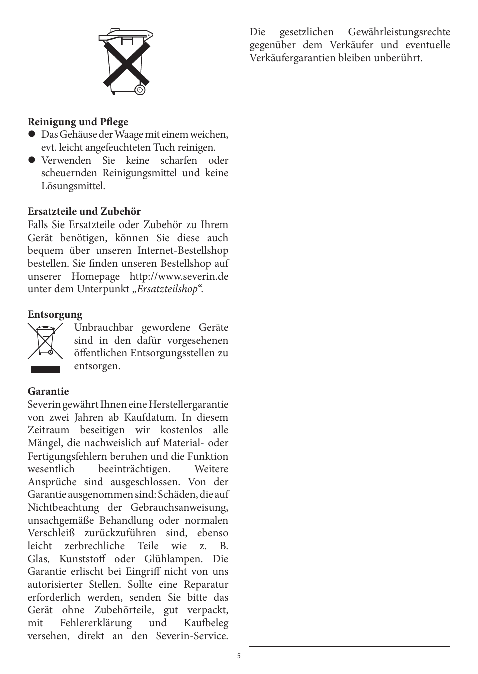 SEVERIN KW 3669 User Manual | Page 5 / 30