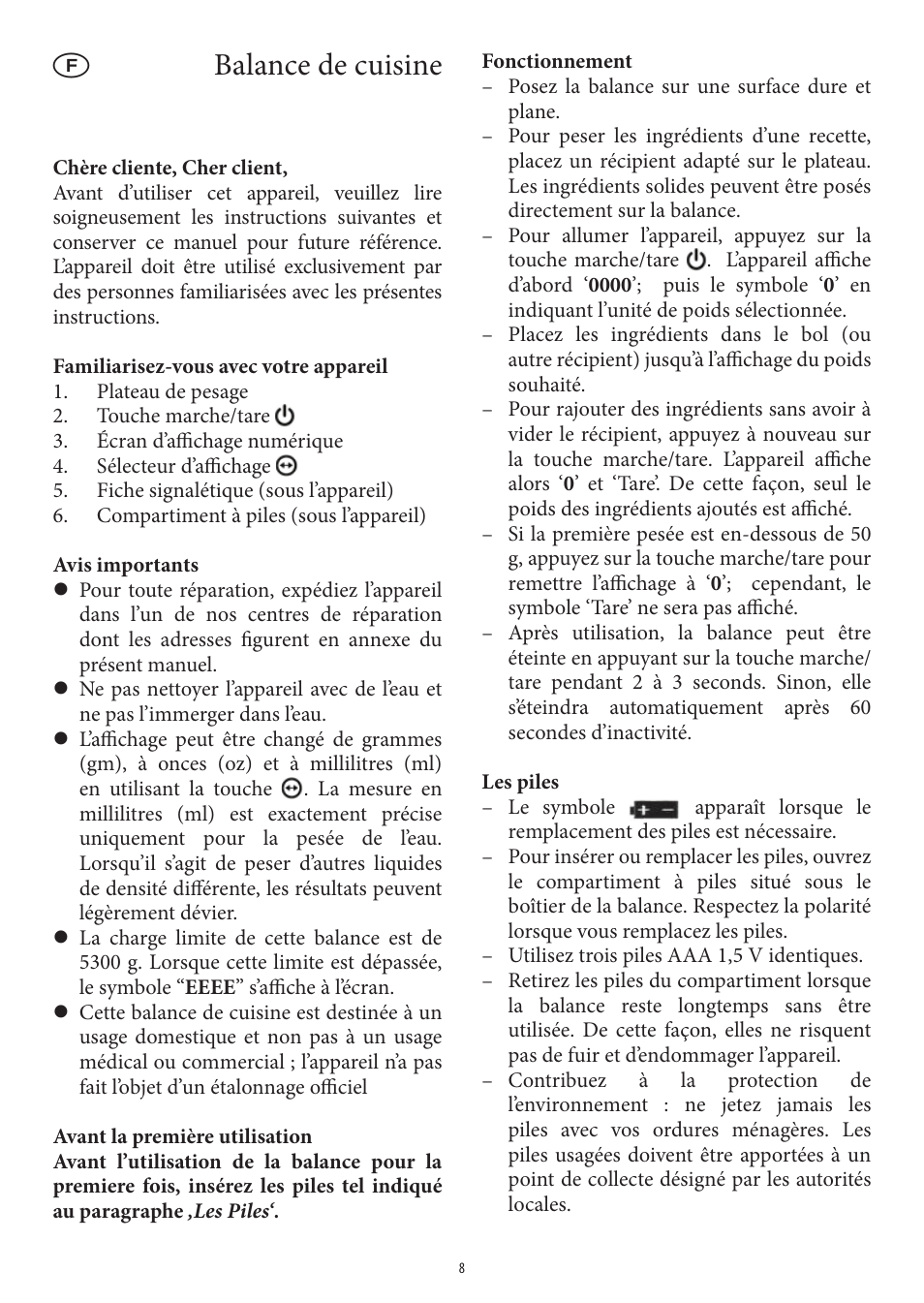 Balance de cuisine | SEVERIN KW 3669 User Manual | Page 8 / 30