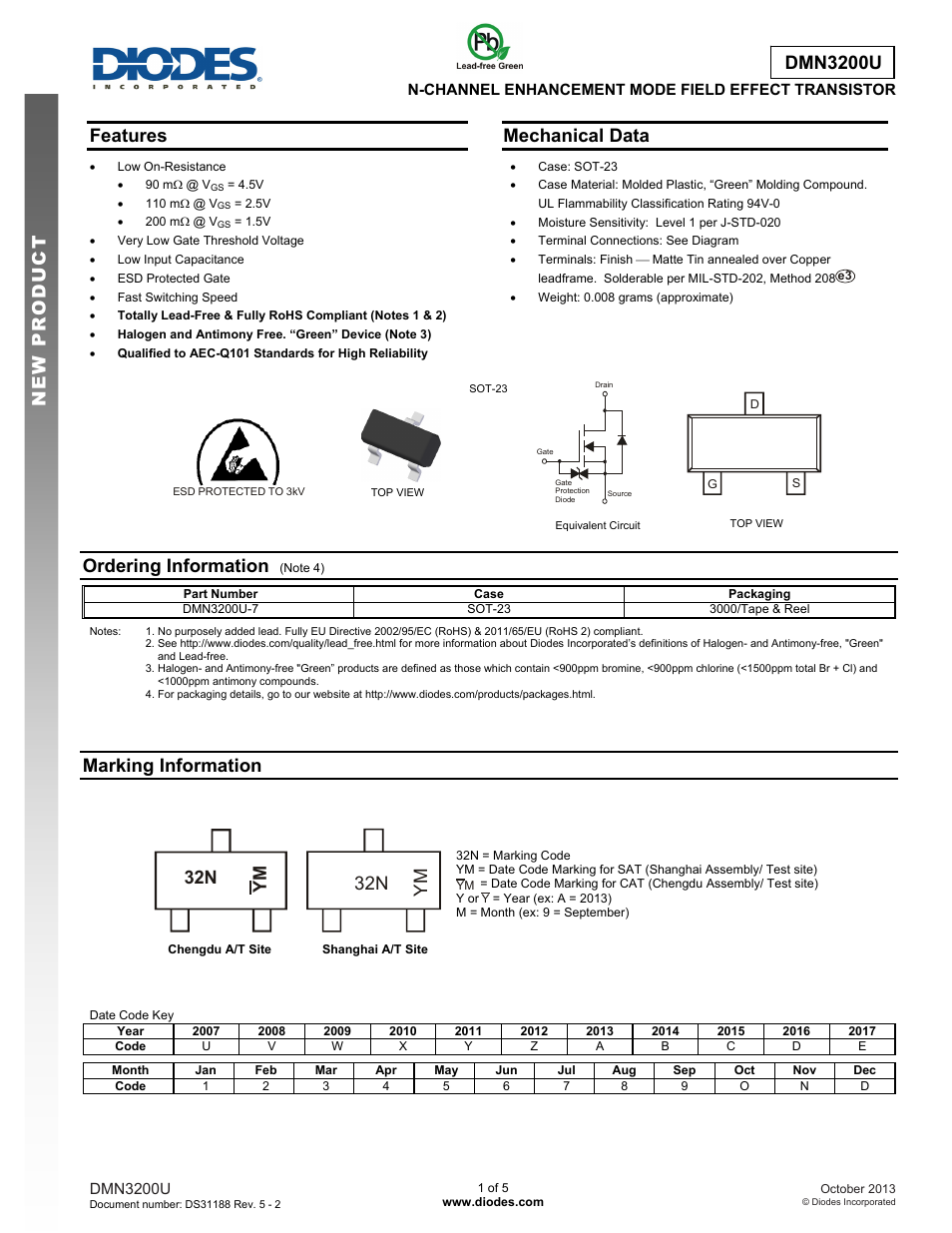 Diodes DMN3200U User Manual | 5 pages