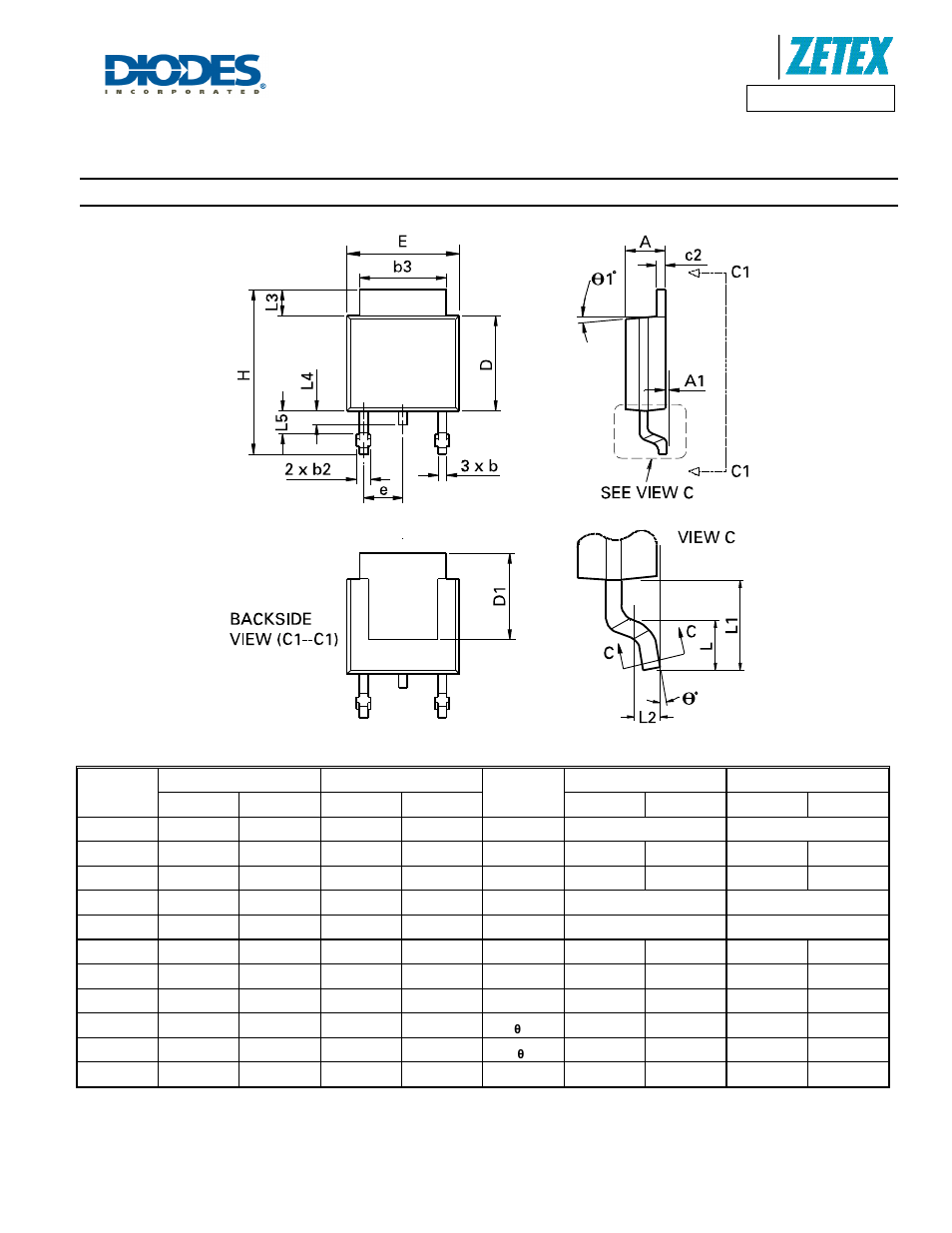 Package outline dimensions | Diodes DMN4030LK3 User Manual | Page 7 / 8