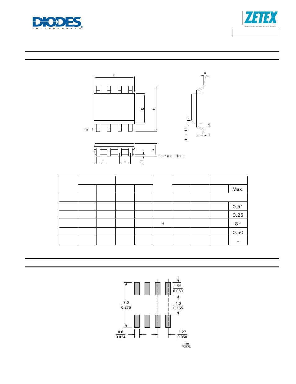 Package outline dimensions, Suggested pad layout | Diodes DMN4034SSS User Manual | Page 8 / 9