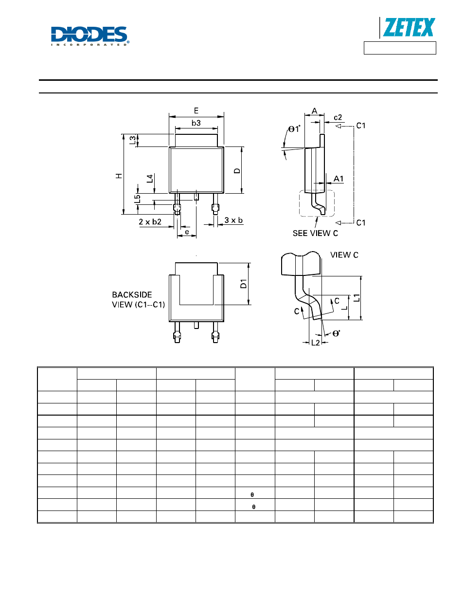 Package outline dimensions | Diodes DMN4036LK3 User Manual | Page 7 / 8