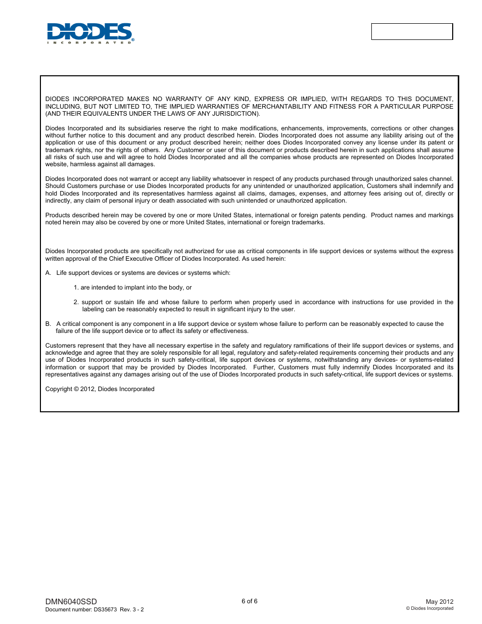 Diodes DMN6040SSD User Manual | Page 6 / 6