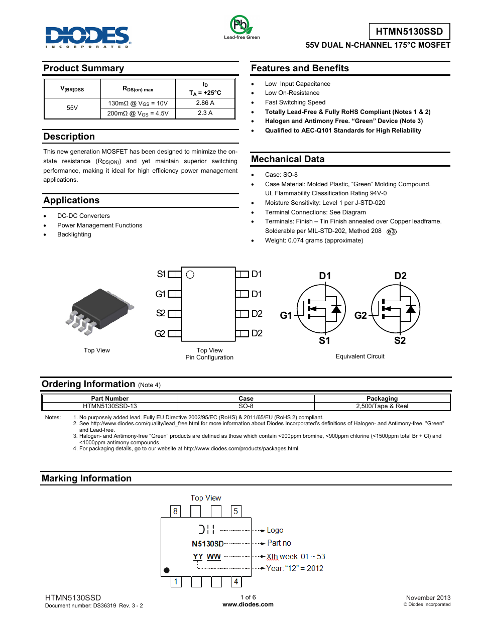 Diodes HTMN5130SSD User Manual | 6 pages