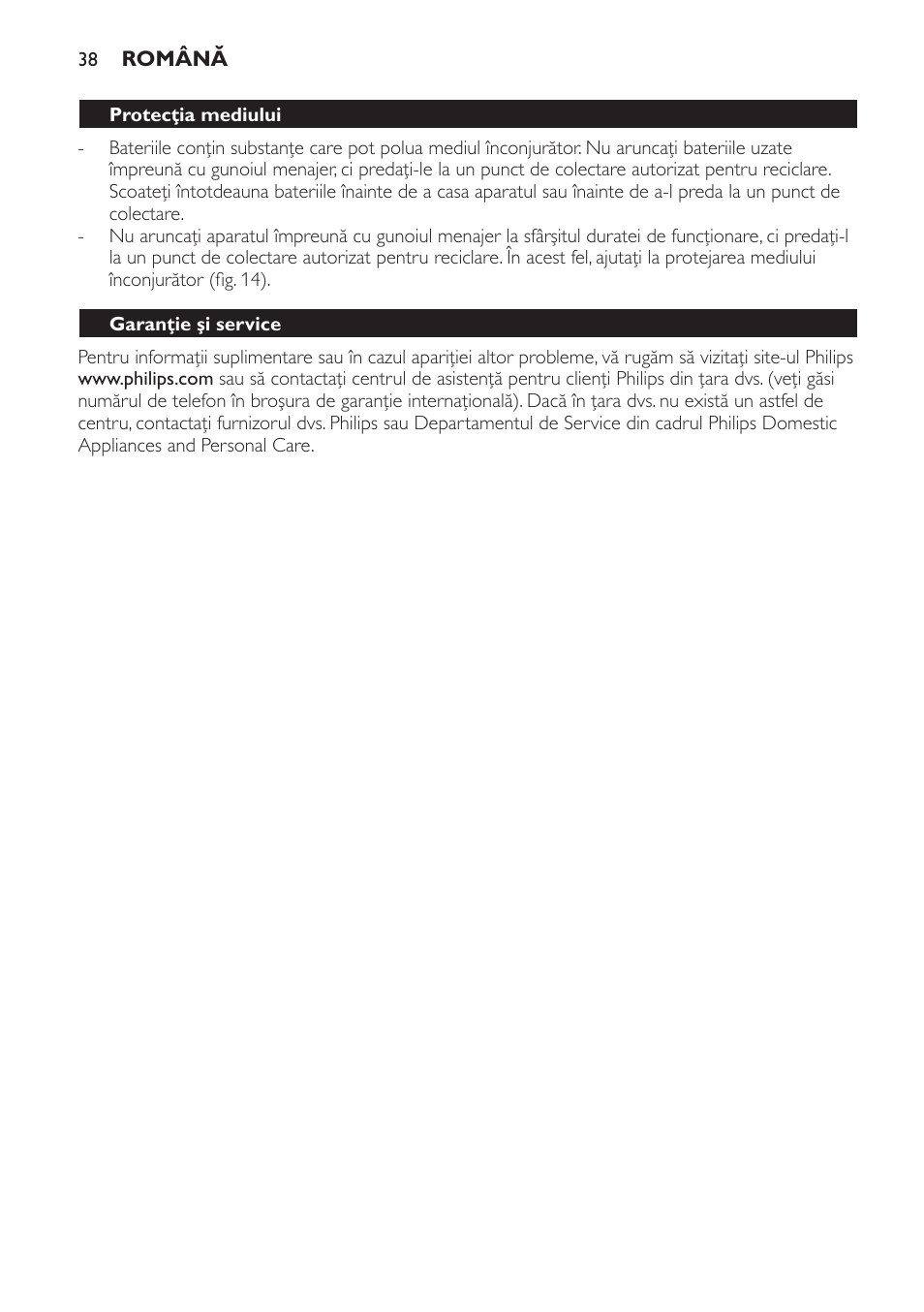 Protecţia mediului, Garanţie şi service | Philips HR2391 User Manual | Page 38 / 54