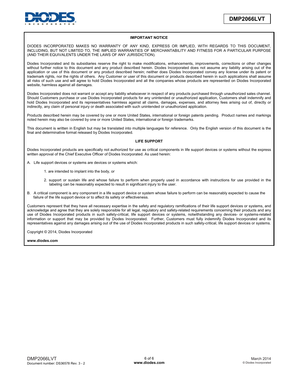 Dmp2066lvt new prod uc t | Diodes DMP2066LVT User Manual | Page 6 / 6