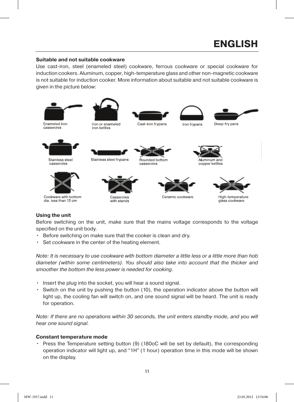 English | MAXWELL MW-1917 BK User Manual | Page 11 / 55