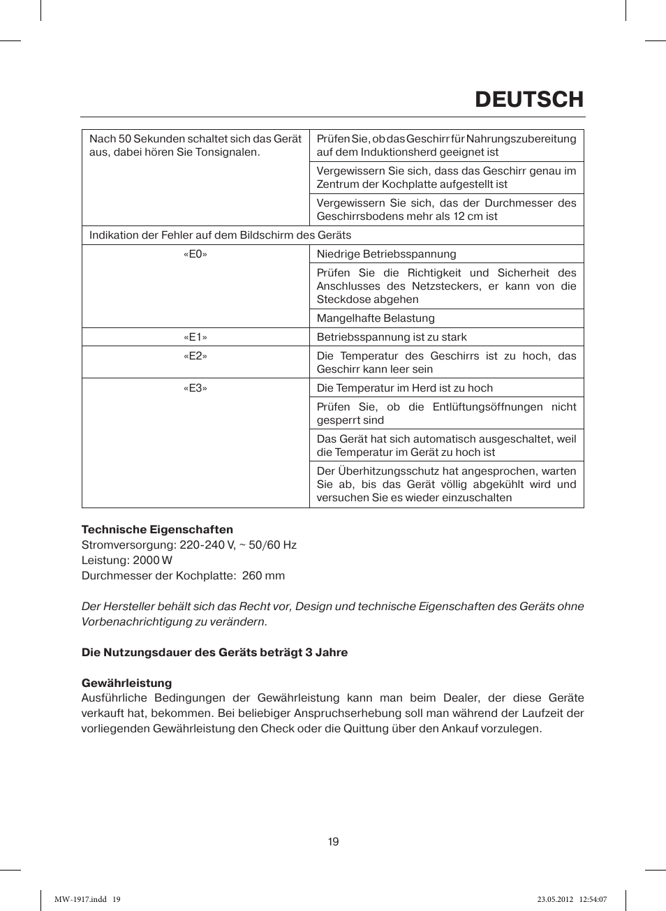 Deutsch | MAXWELL MW-1917 BK User Manual | Page 19 / 55