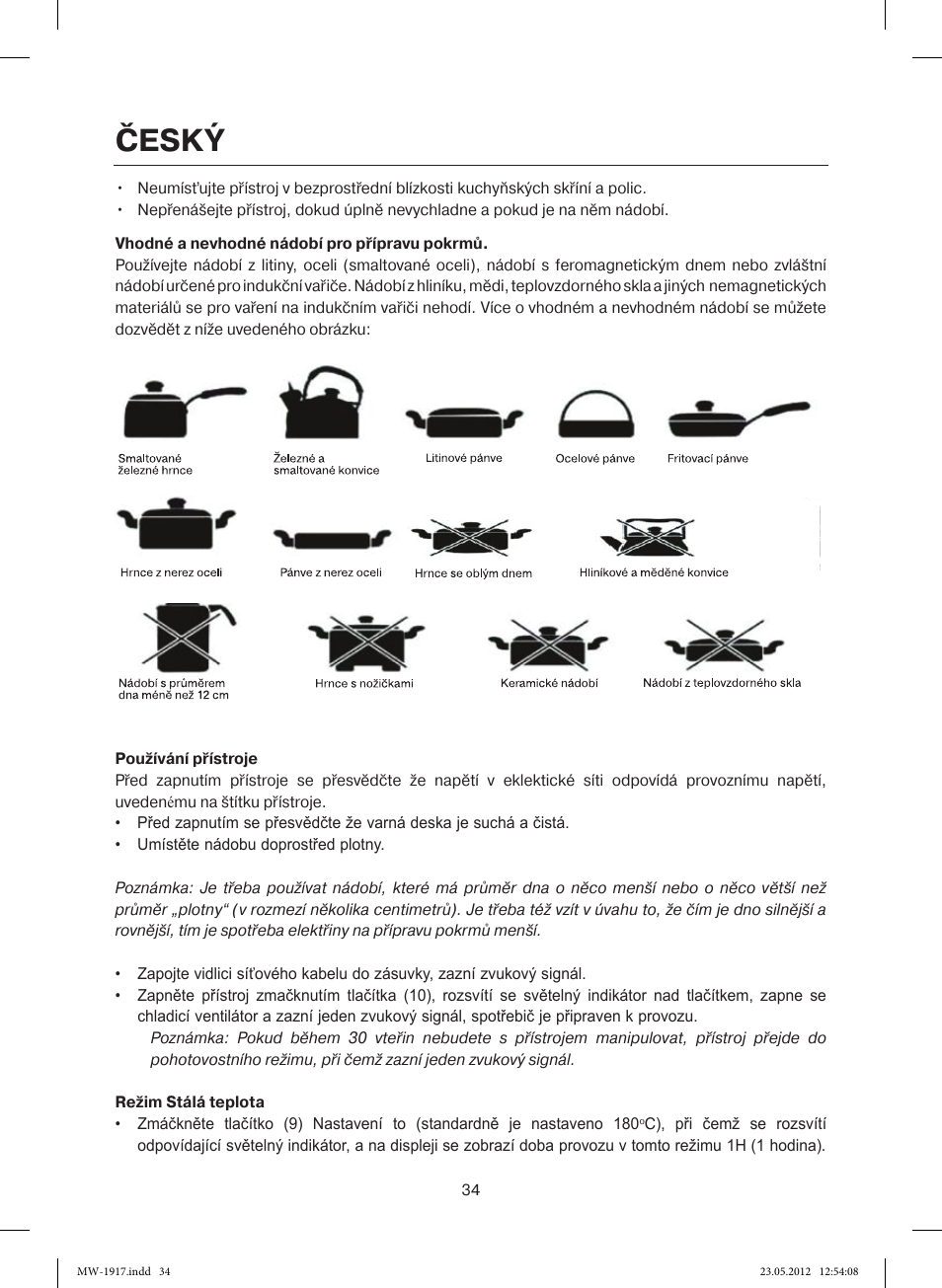 Český | MAXWELL MW-1917 BK User Manual | Page 34 / 55