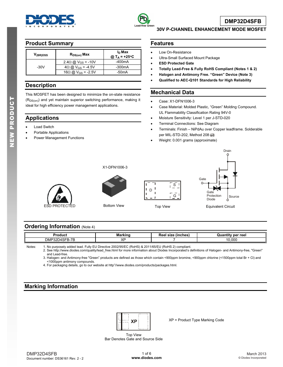 Diodes DMP32D4SFB User Manual | 6 pages