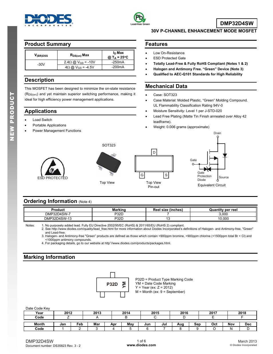 Diodes DMP32D4SW User Manual | 6 pages