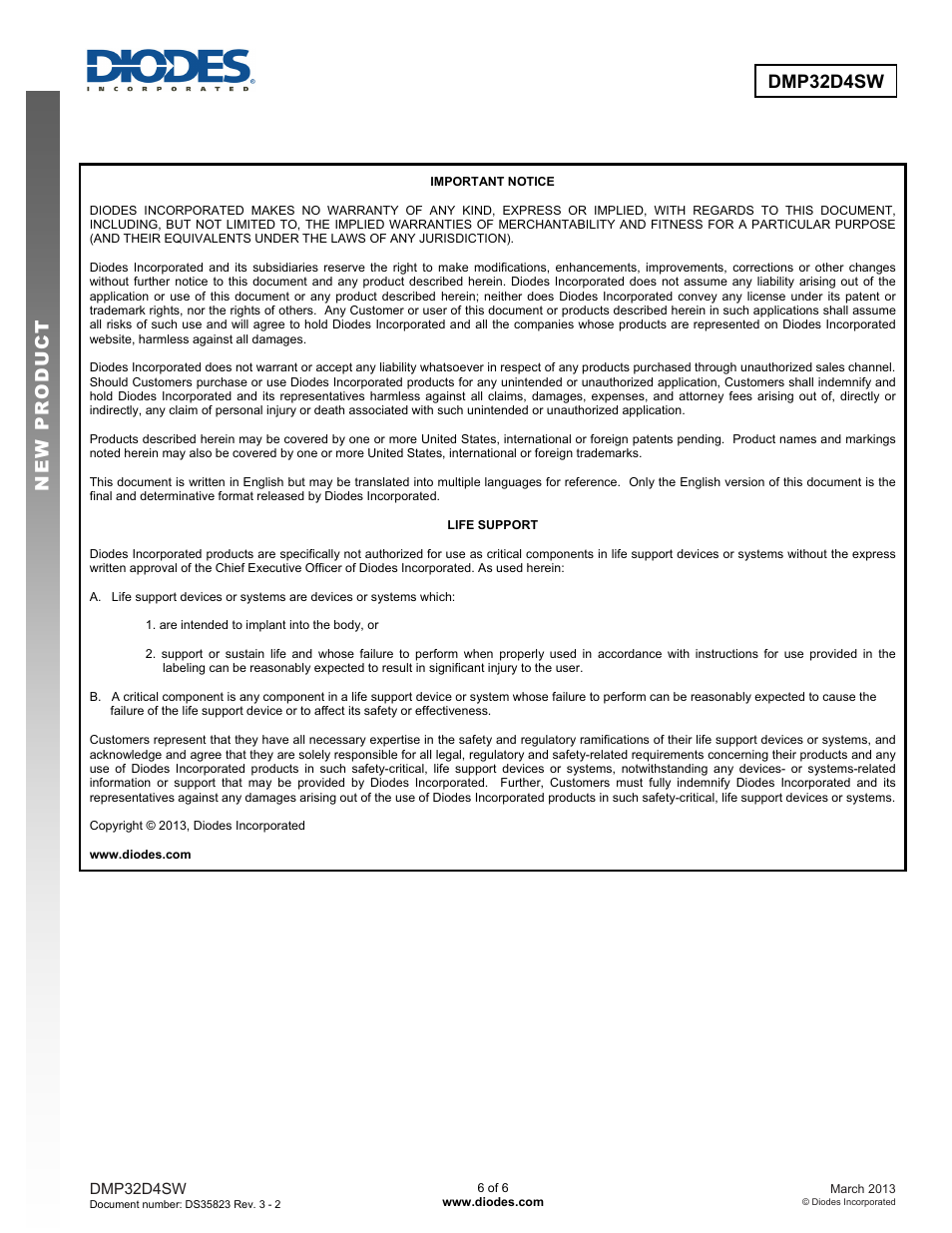 Diodes DMP32D4SW User Manual | Page 6 / 6