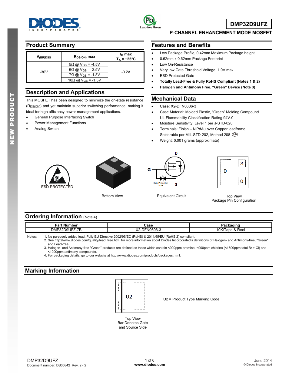 Diodes DMP32D9UFZ User Manual | 6 pages