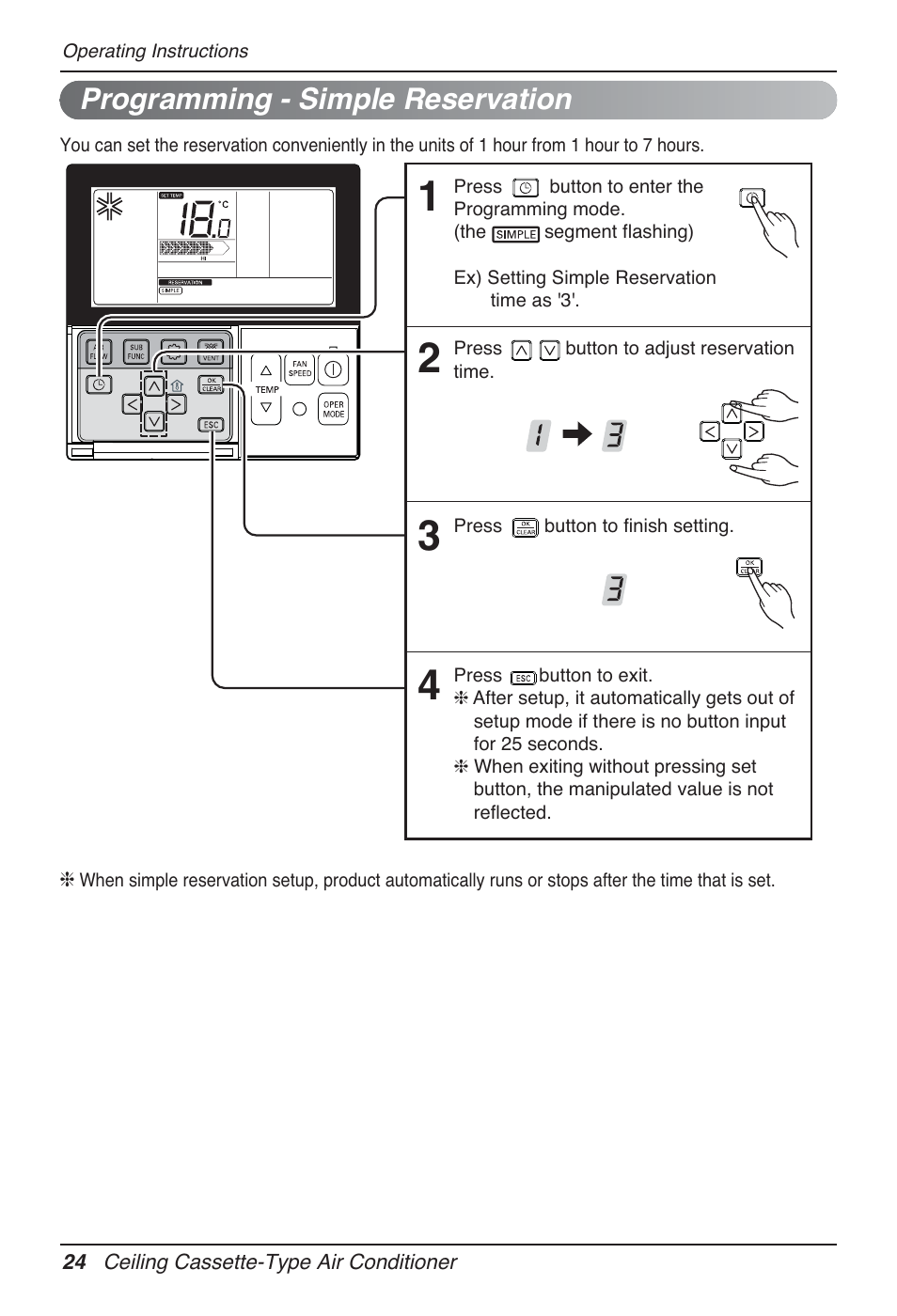 Programming - simple reservation | LG AMNH12GTRA0 User Manual | Page 24 / 39