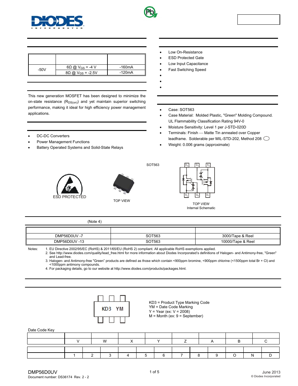 Diodes DMP56D0UV User Manual | 5 pages