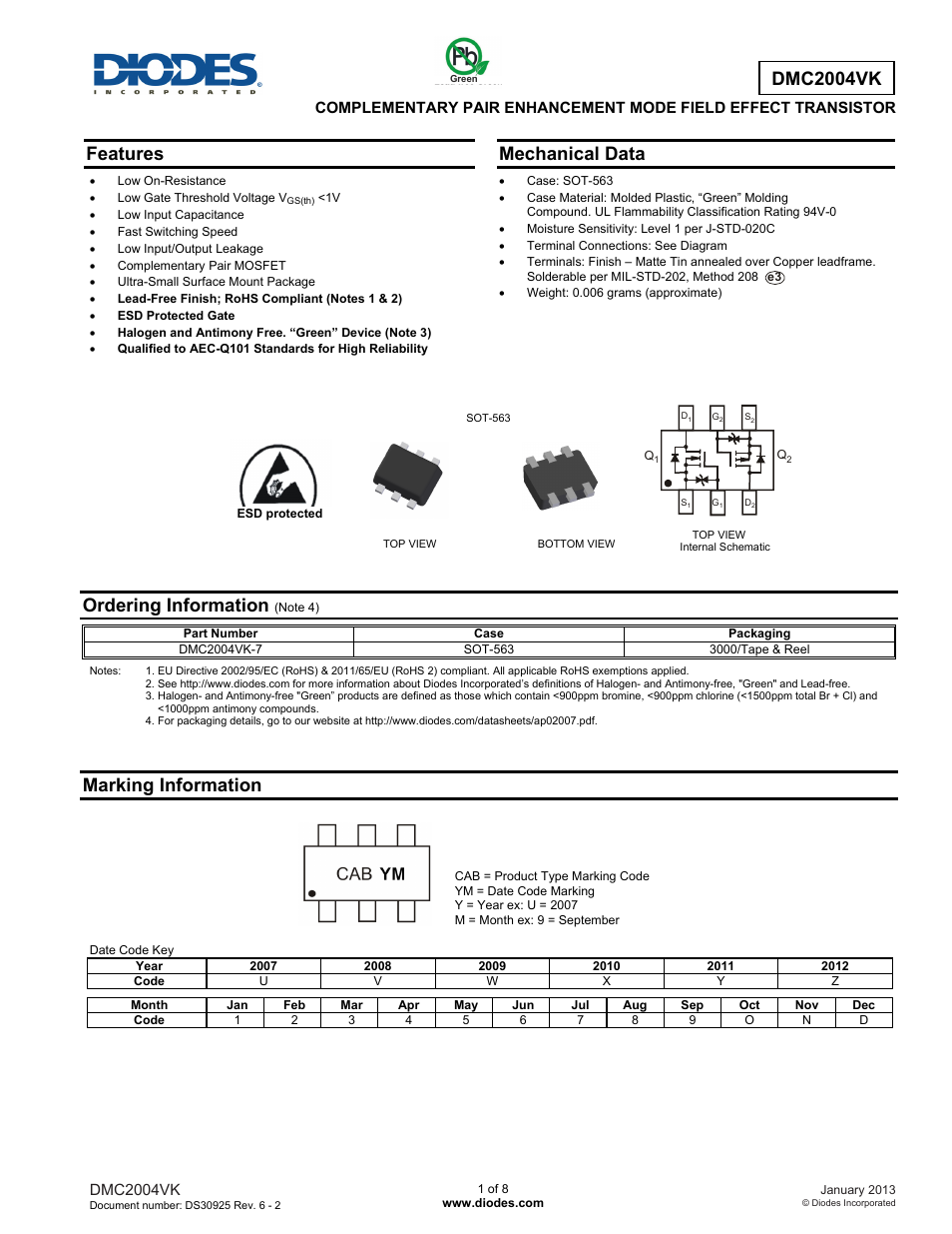 Diodes DMC2004VK User Manual | 8 pages