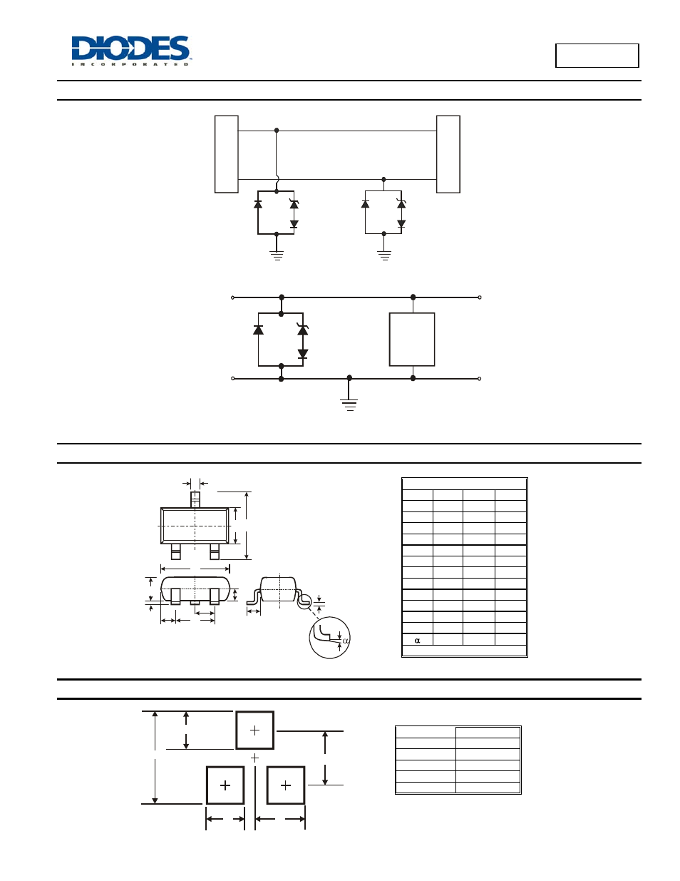 Typical application schemes, Package outline dimensions, Suggested pad layout | Dlp05lc | Diodes DLP05LC User Manual | Page 3 / 4