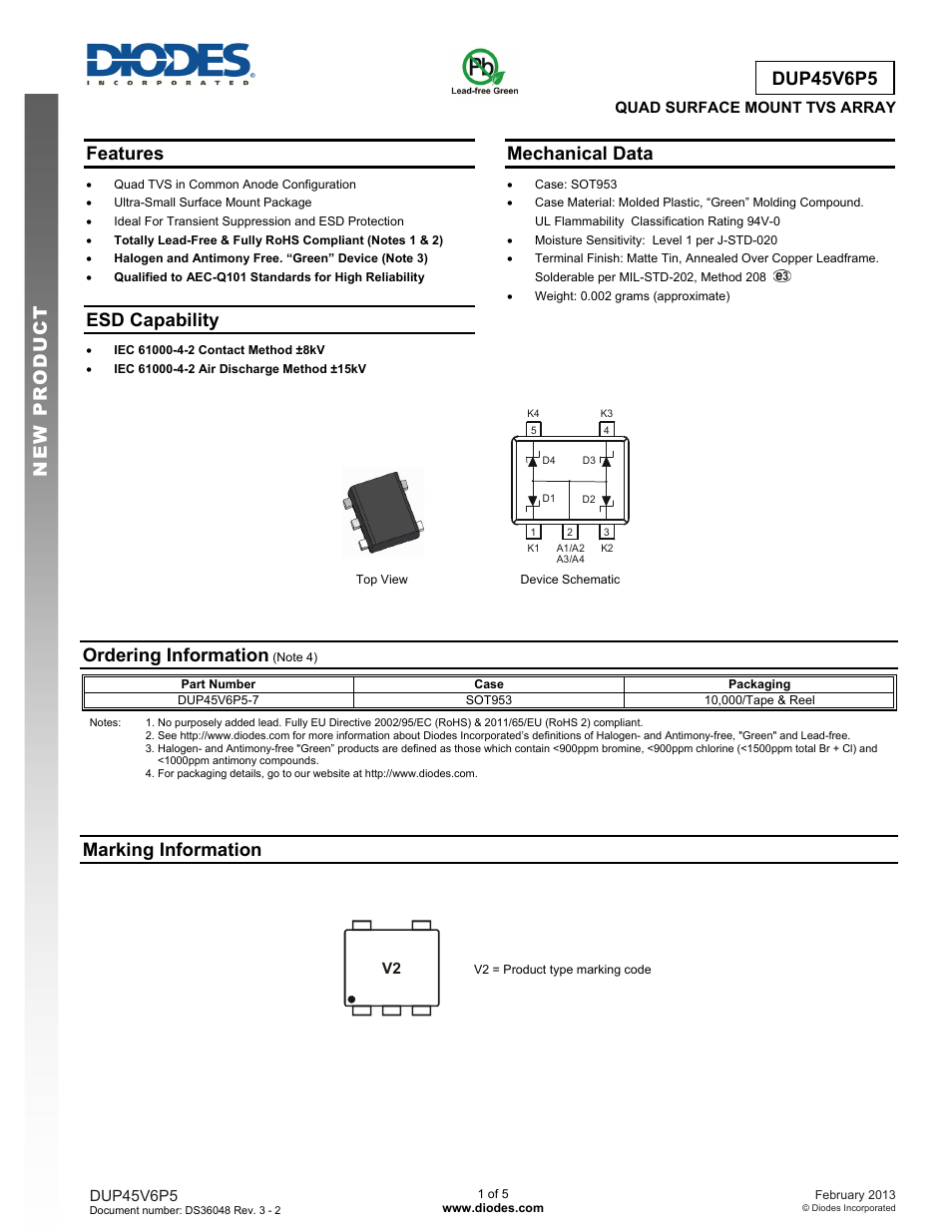 Diodes DUP45V6P5 User Manual | 5 pages