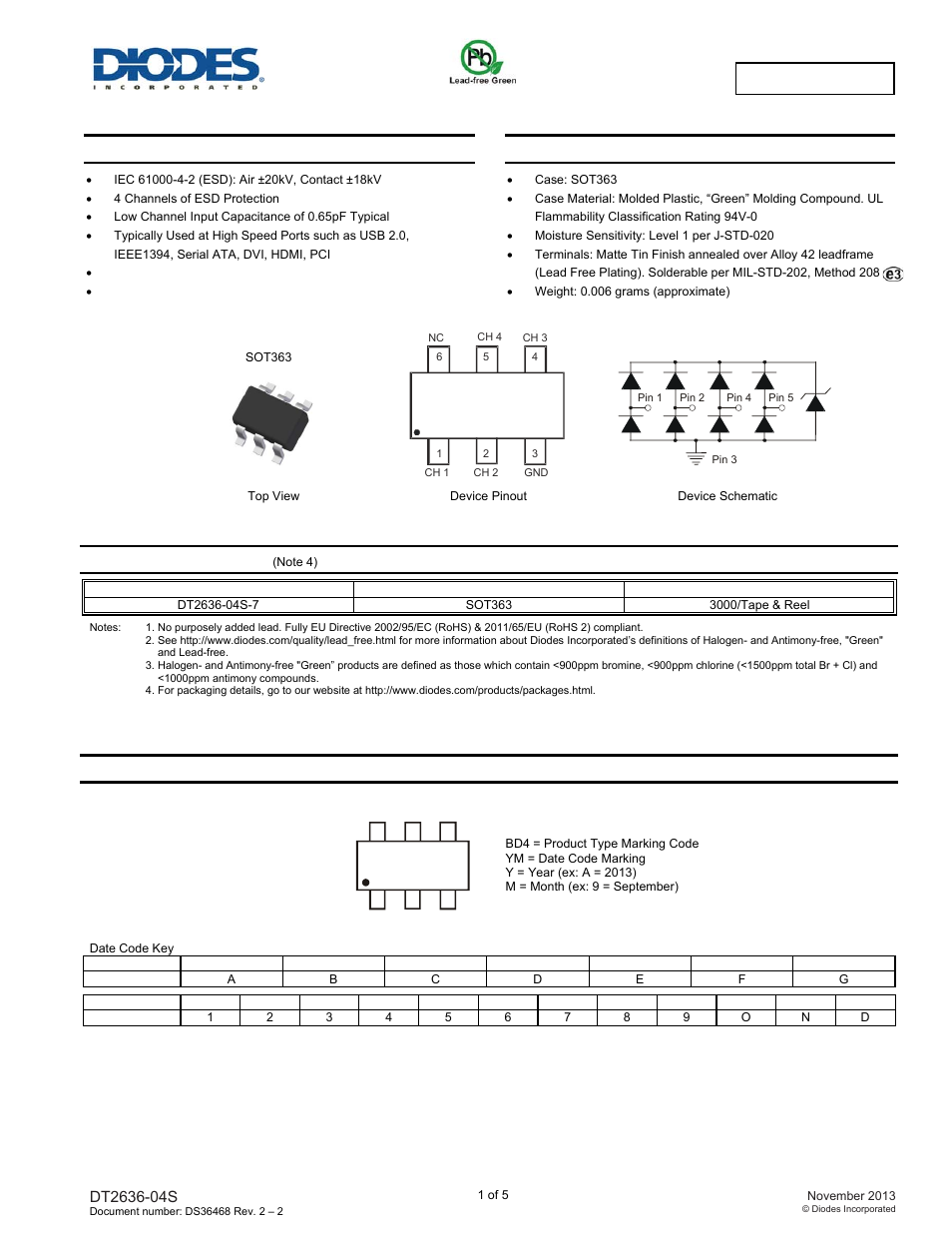 Diodes DT2636-04S User Manual | 5 pages