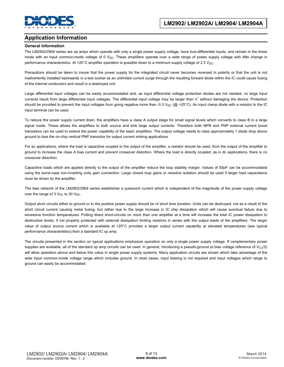 Application information | Diodes LM2902/ LM2902A/ LM2904/ LM2904A User Manual | Page 8 / 13