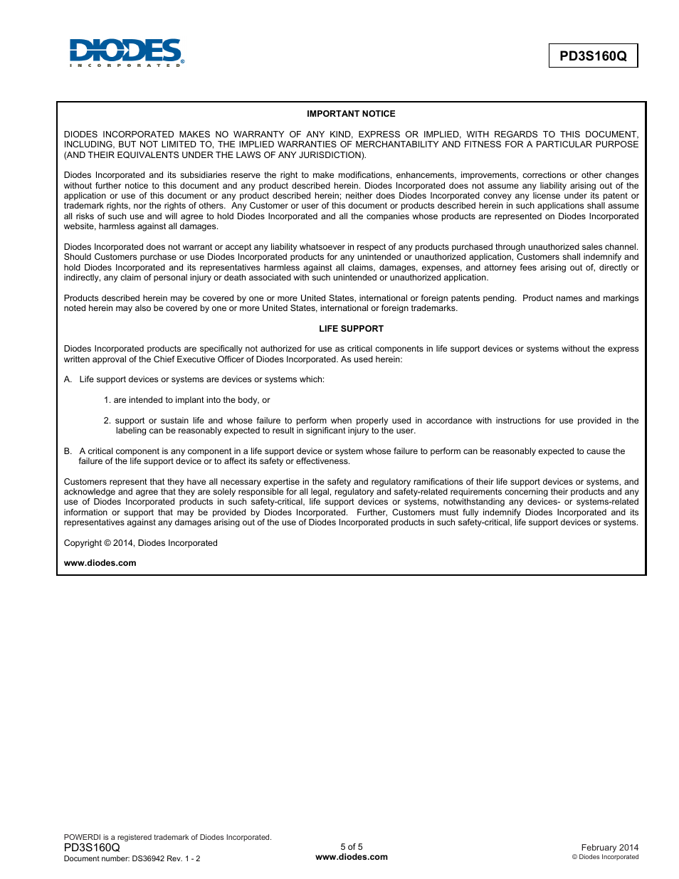 Pd3s160q | Diodes PD3S160Q User Manual | Page 5 / 5