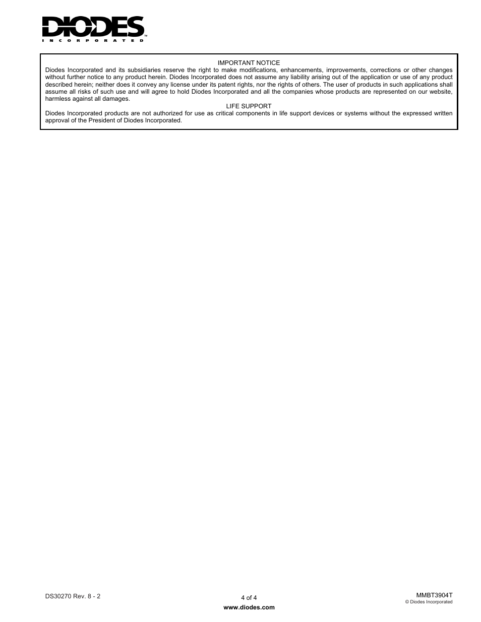 Diodes MMBT3904T User Manual | Page 4 / 4