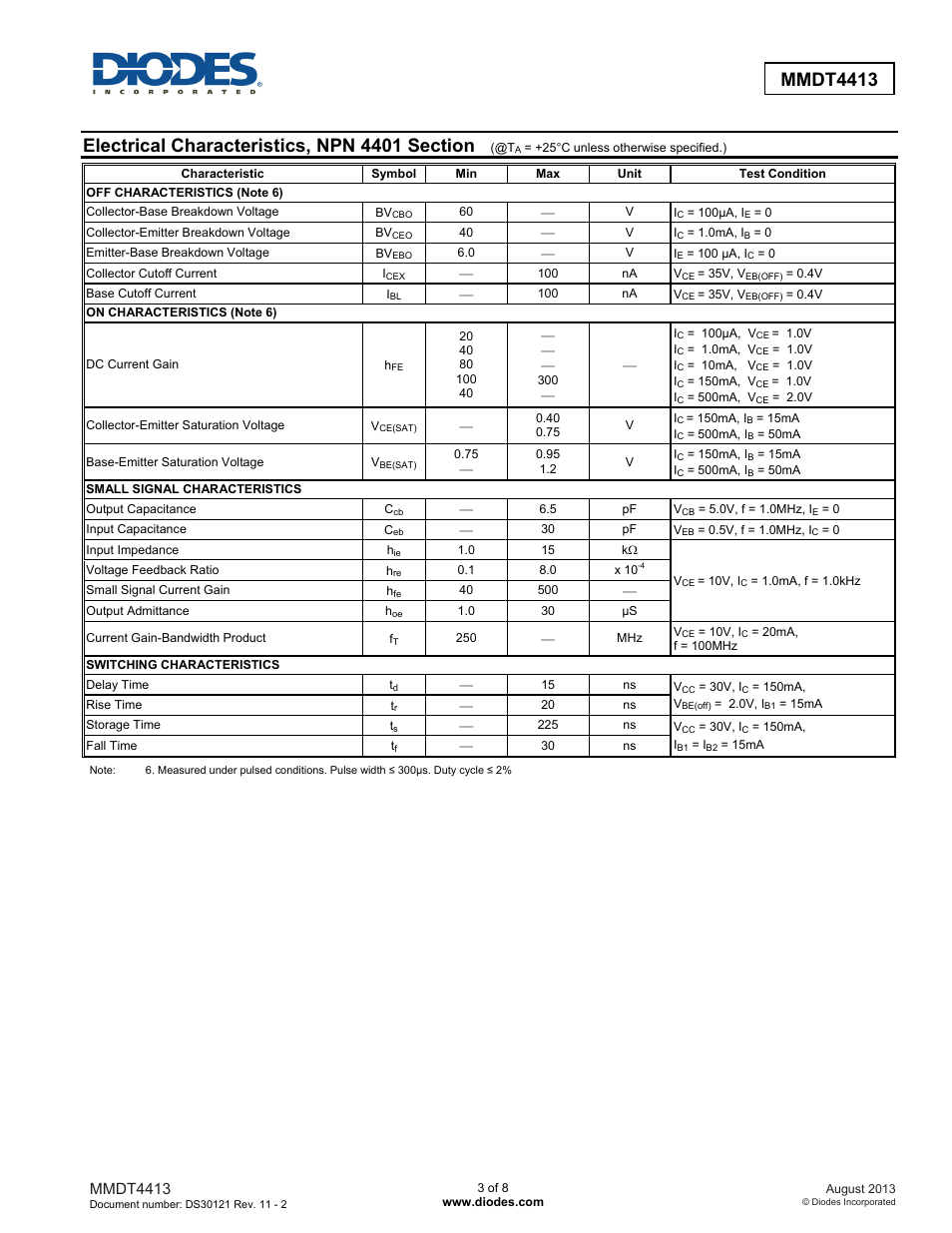Mmdt4413 | Diodes MMDT4413 User Manual | Page 3 / 8