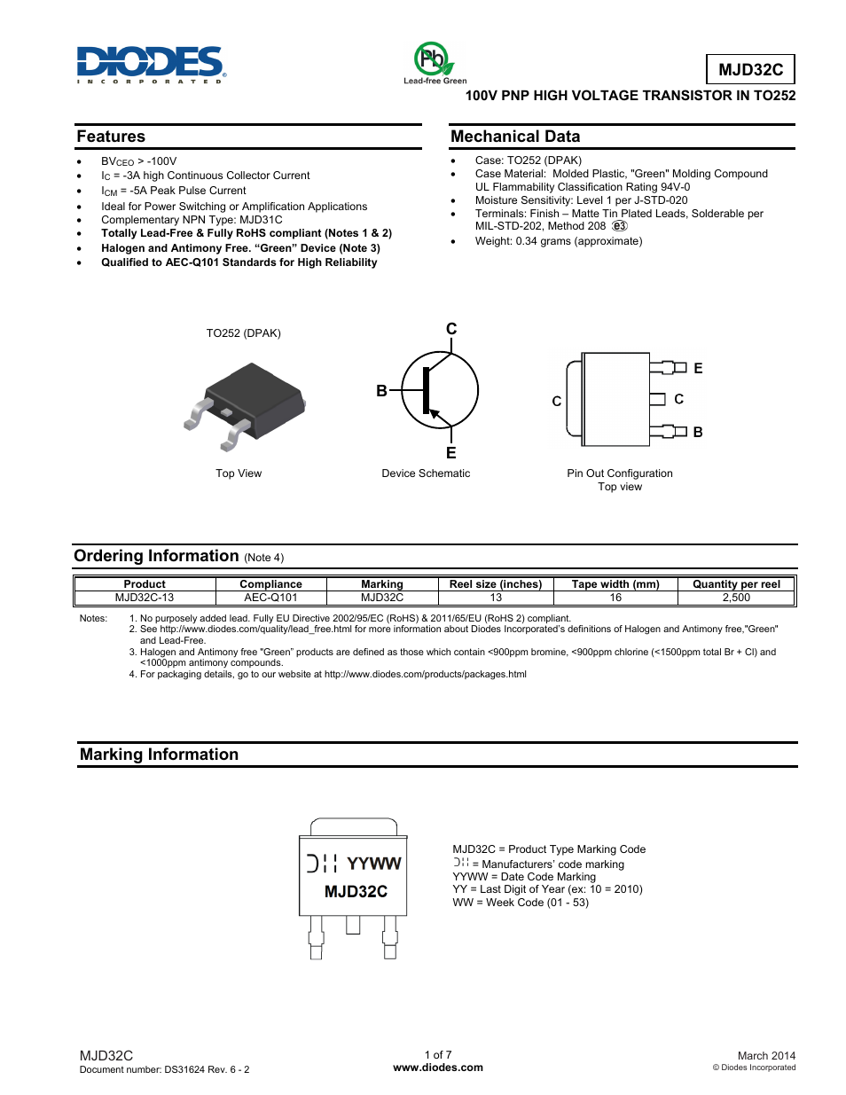 Diodes MJD32C User Manual | 7 pages