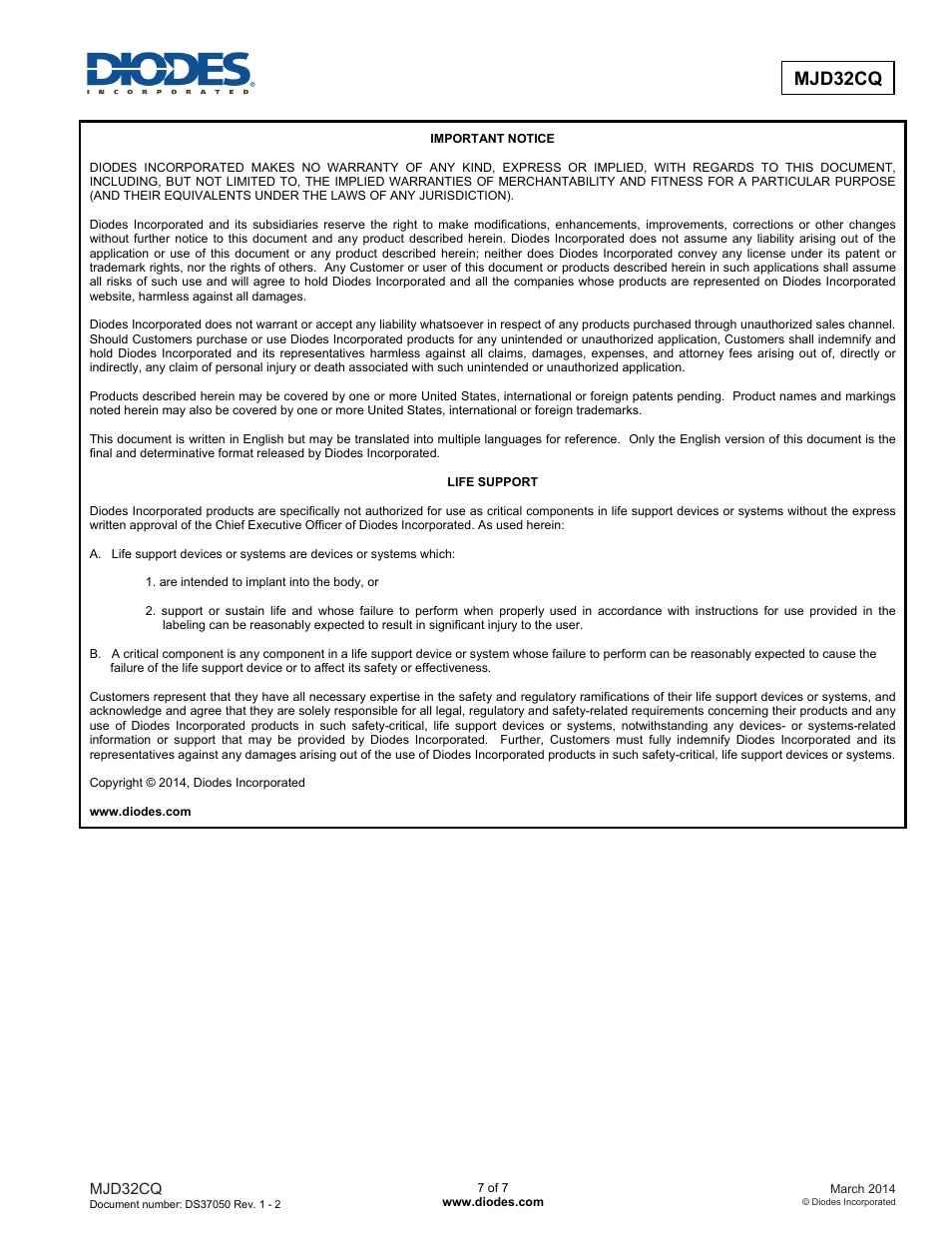 Mjd32cq | Diodes MJD32CQ User Manual | Page 7 / 7