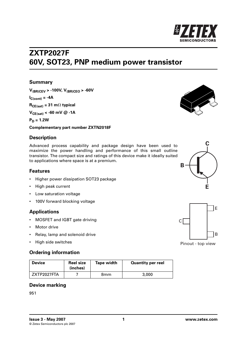 Diodes ZXTP2027F User Manual | 8 pages