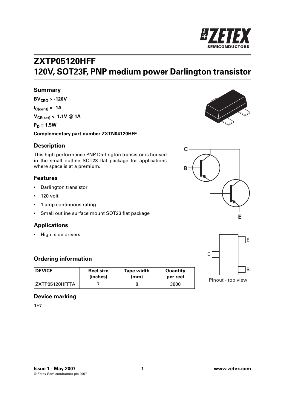 Diodes ZXTP05120HFF User Manual | 8 pages