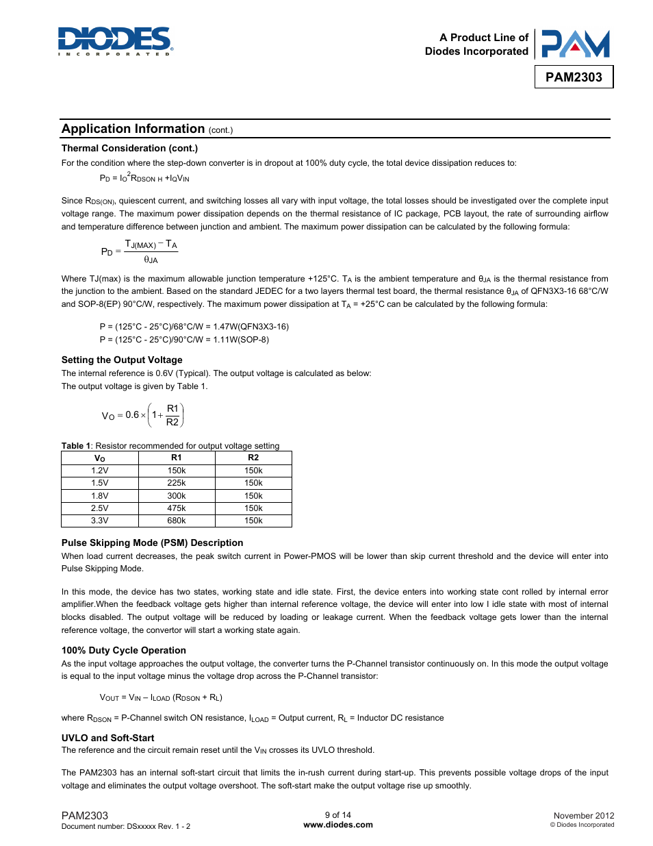 Pam2303, Application information | Diodes PAM2303 User Manual | Page 9 / 14