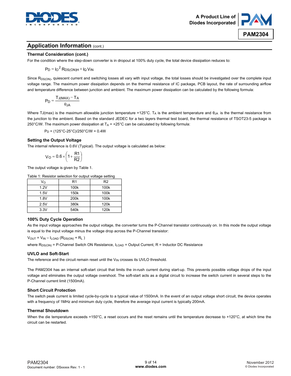 Pam2304, Application information | Diodes PAM2304 User Manual | Page 9 / 14