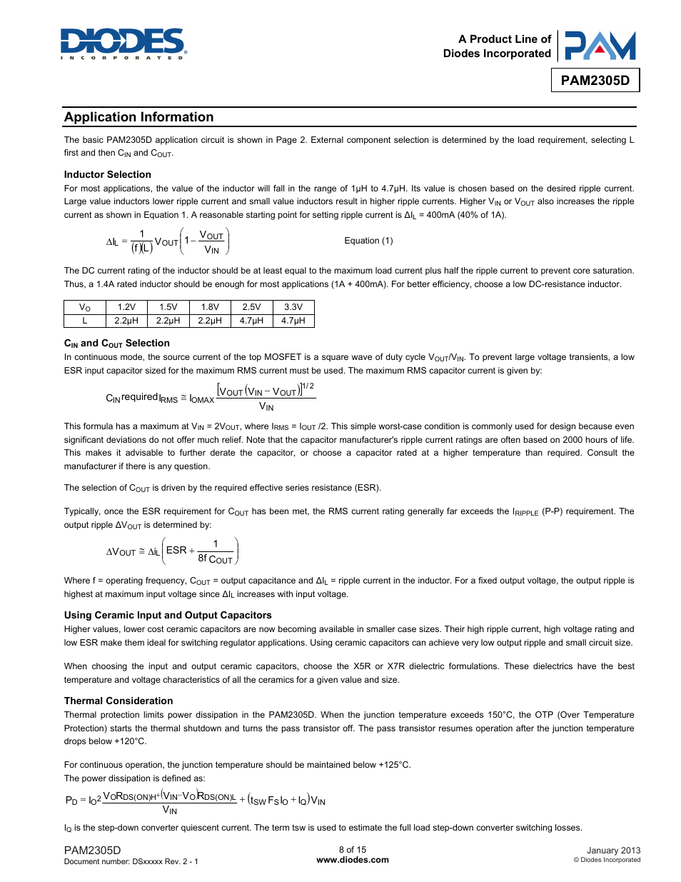 Pam2305d, Application information | Diodes PAM2305D User Manual | Page 8 / 15