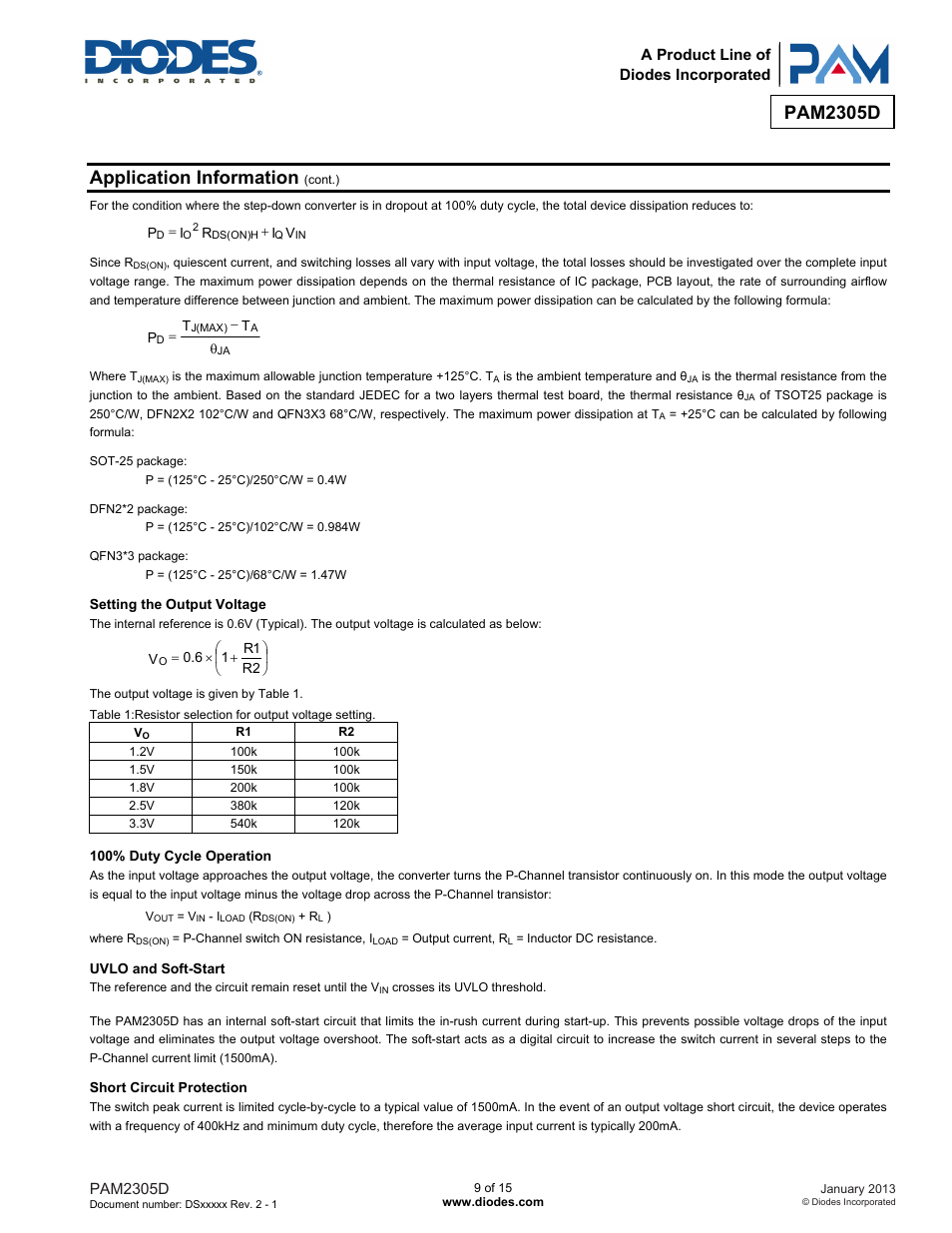 Pam2305d, Application information | Diodes PAM2305D User Manual | Page 9 / 15