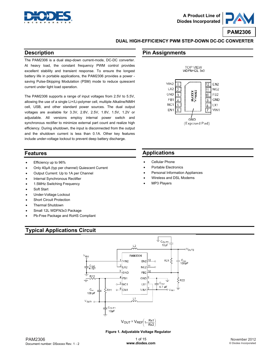 Diodes PAM2306 User Manual | 15 pages