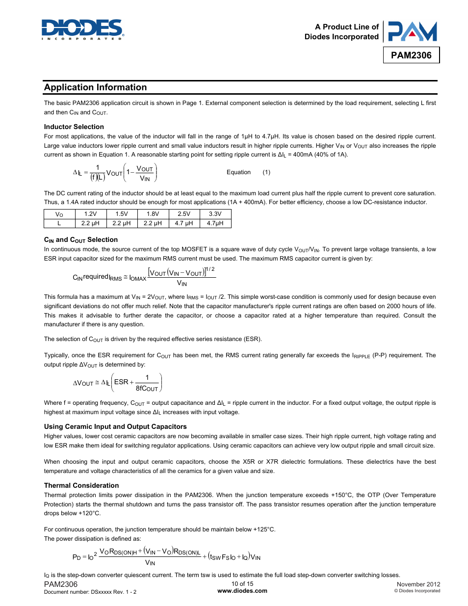 Pam2306, Application information | Diodes PAM2306 User Manual | Page 10 / 15