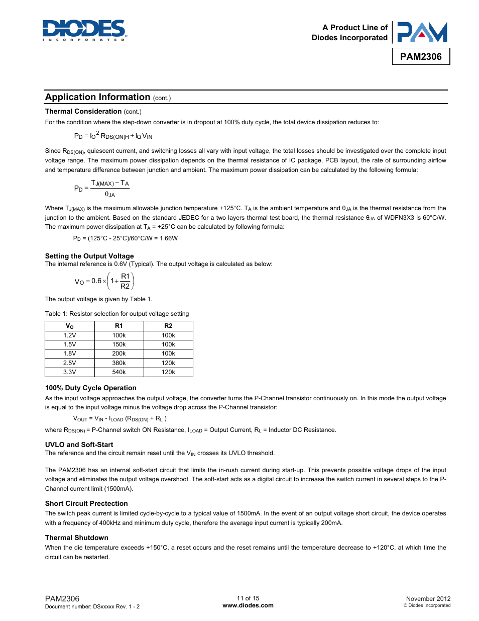 Pam2306, Application information | Diodes PAM2306 User Manual | Page 11 / 15