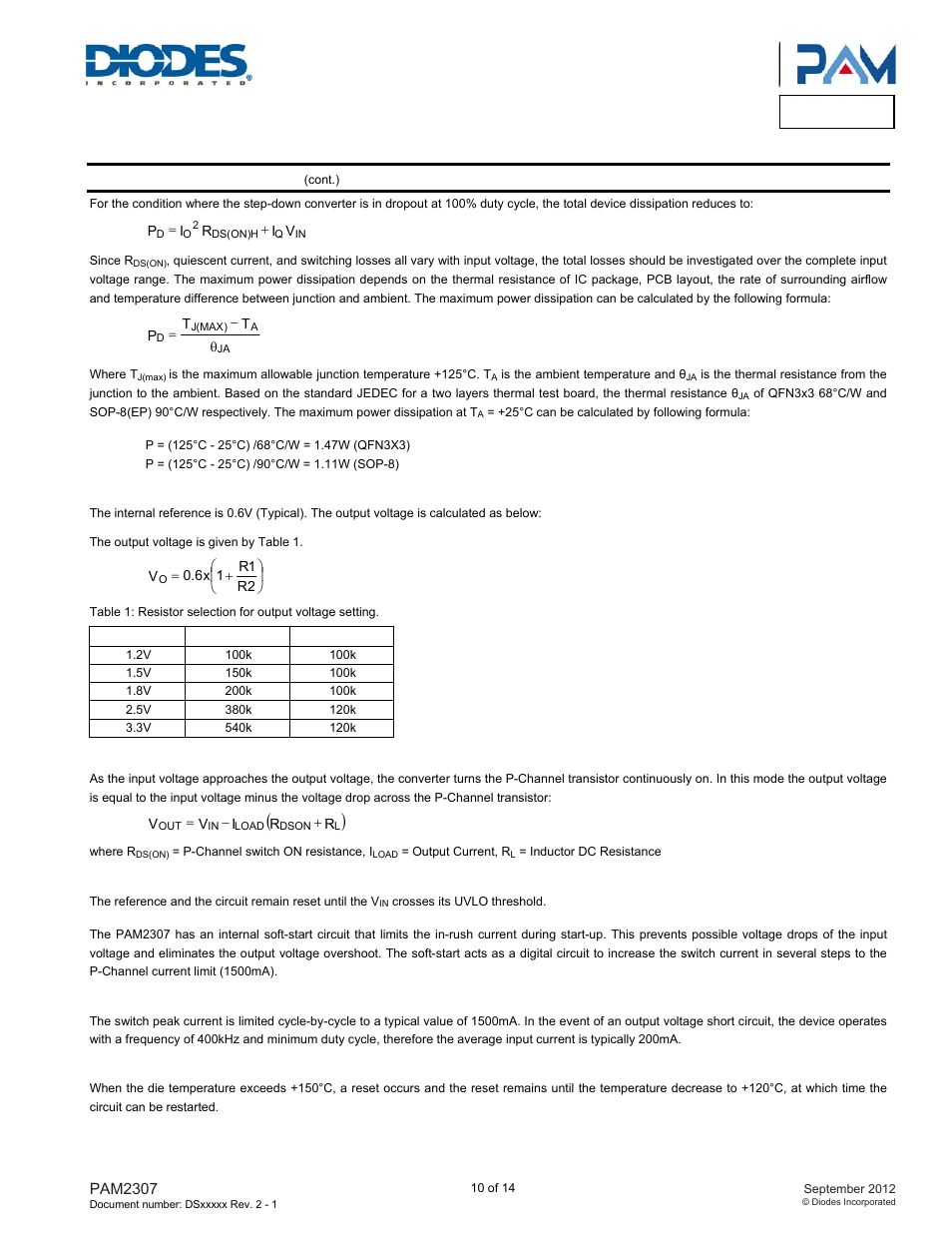 Pam2307, Application information | Diodes PAM2307 User Manual | Page 10 / 14