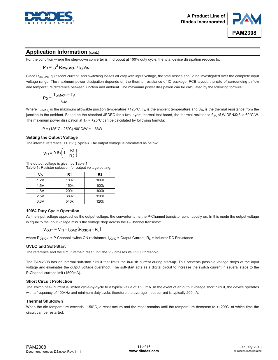 Pam2308, Application information | Diodes PAM2308 User Manual | Page 11 / 15