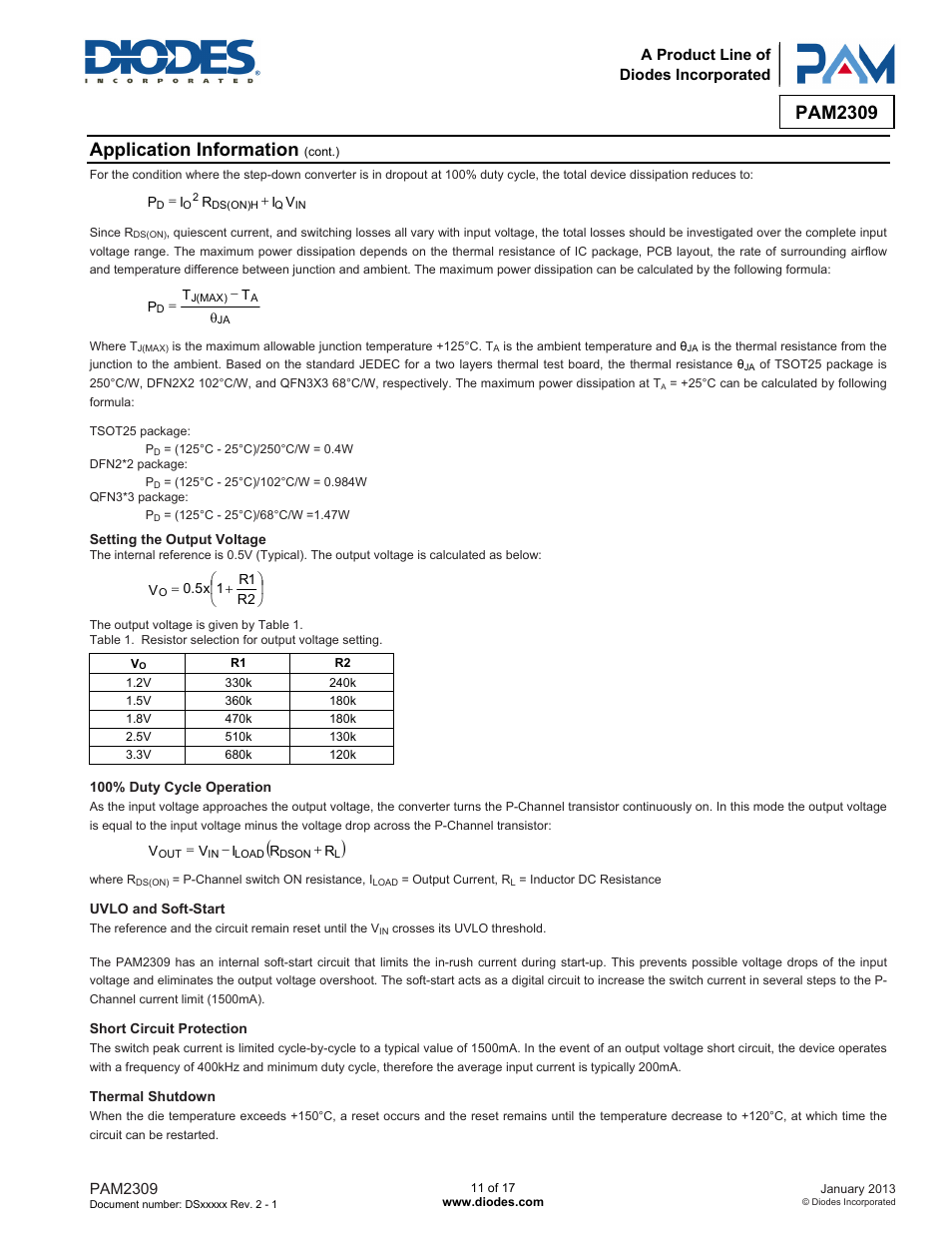 Pam2309, Application information | Diodes PAM2309 User Manual | Page 11 / 17