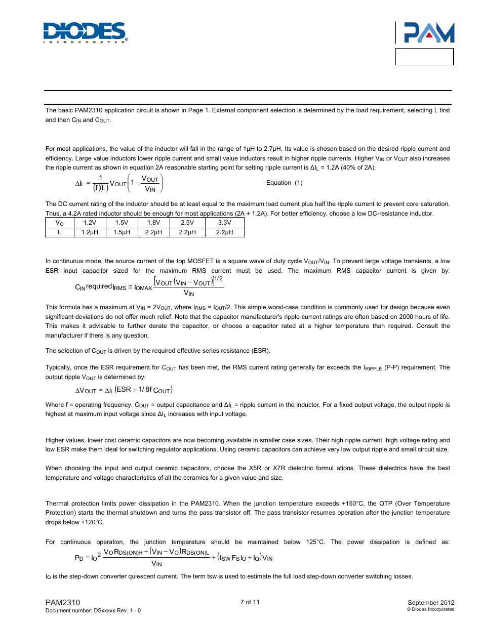 Pam2310, Application information | Diodes PAM2310 User Manual | Page 7 / 11