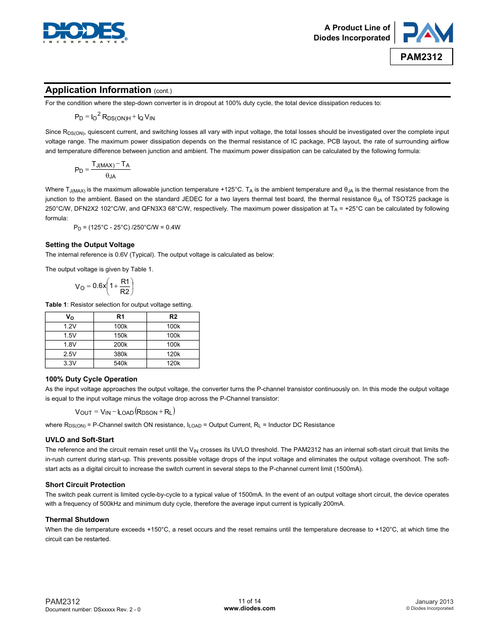 Pam2312, Application information | Diodes PAM2312 User Manual | Page 11 / 14