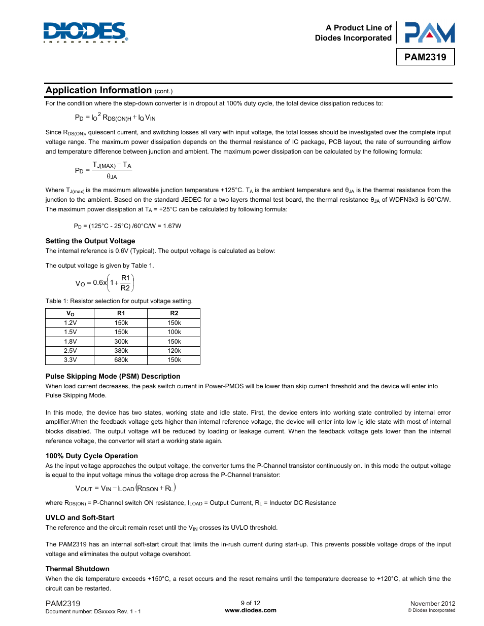 Pam2319, Application information | Diodes PAM2319 User Manual | Page 9 / 12